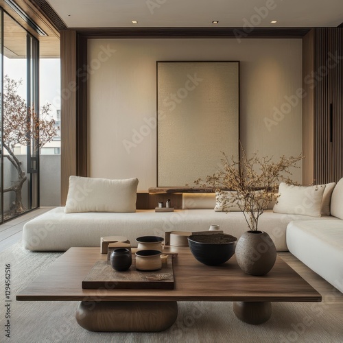 The room exhibits a simple yet elegant modern living room design