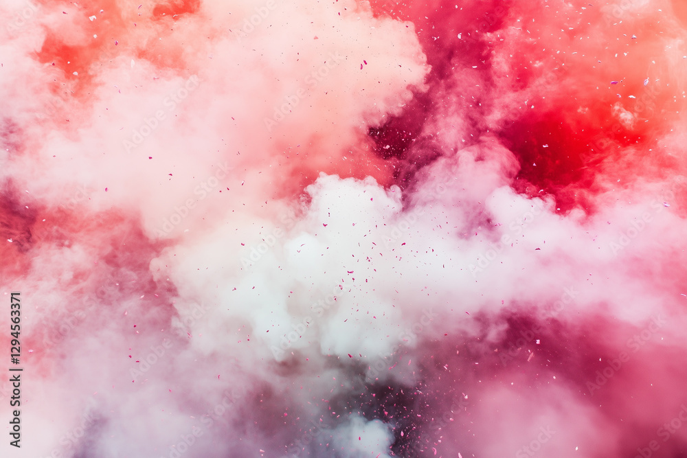 Obraz premium A mesmerizing cloud of pink and white powder erupts in a dynamic explosion, capturing a moment of vibrant color and abstract beauty
