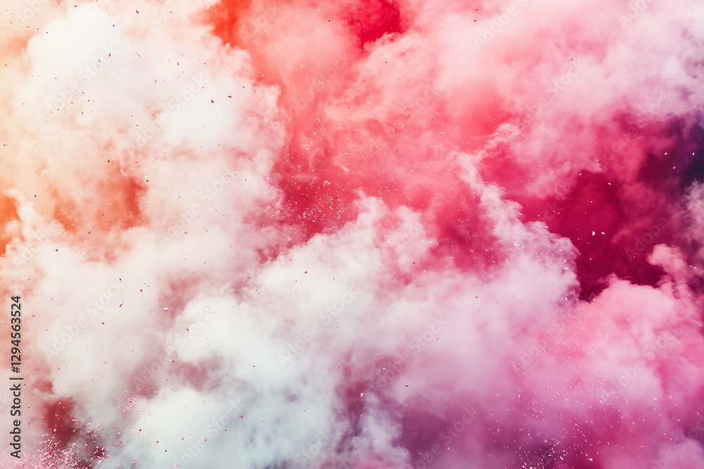Obraz premium A mesmerizing cloud of pink and white powder erupts in a dynamic explosion, capturing a moment of vibrant color and abstract beauty