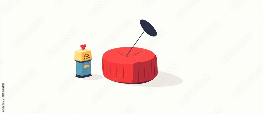 Minimalist vector art of a whoopee cushion and a jack-in-the-box on white background Minimalist vector art of a whoopee cushion and a jack-in-the-box on white background