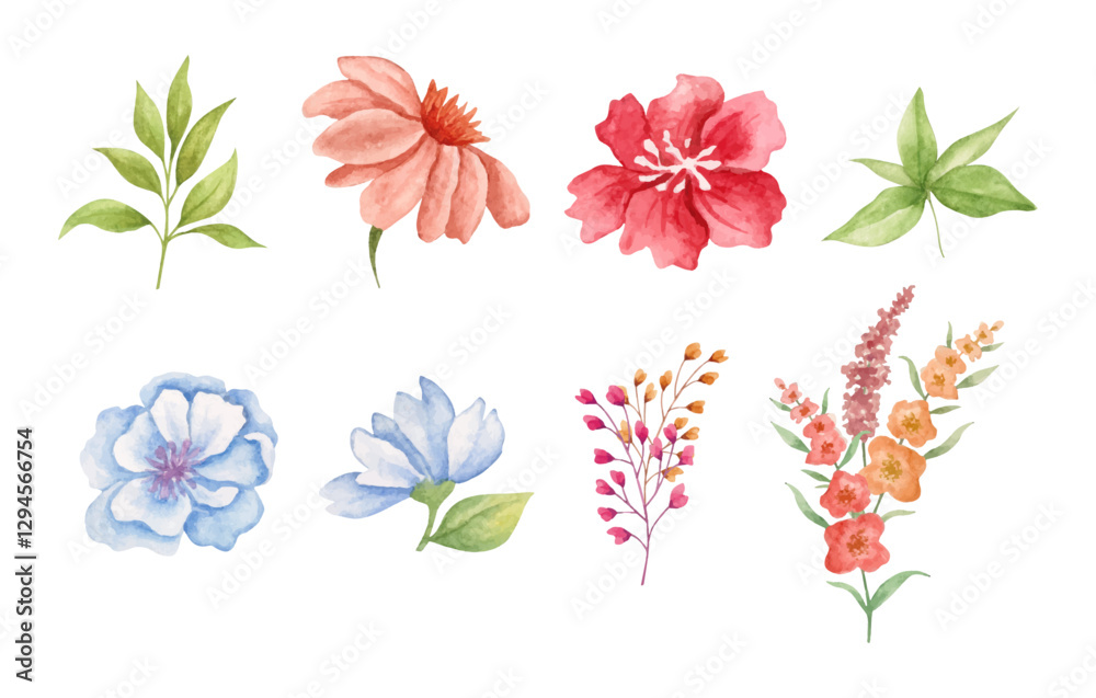 Obraz premium Watercolor floral elements set