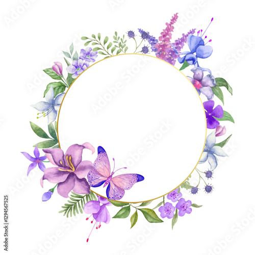 Hand painted watercolor floral frame