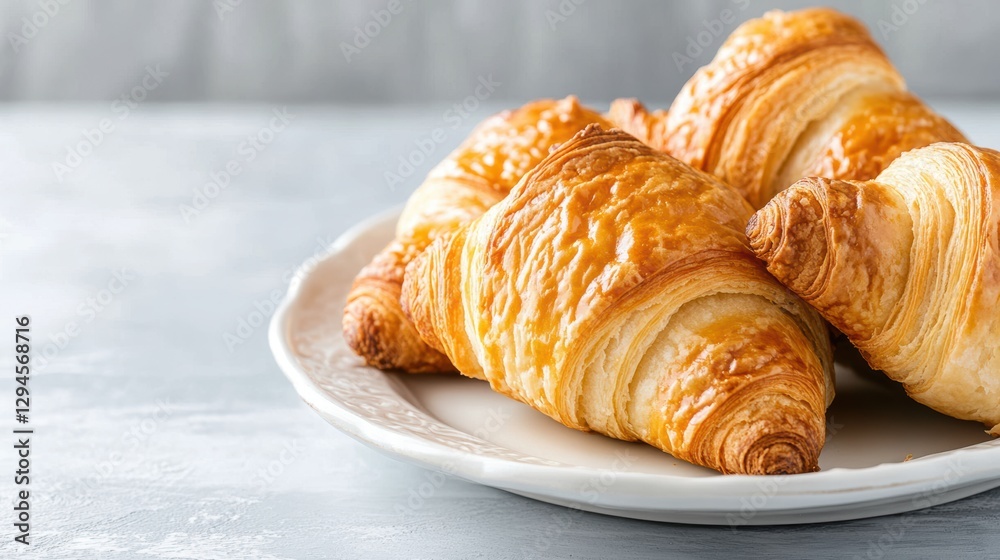 freshly baked croissants on a saucer freshly baked croissants on a saucer