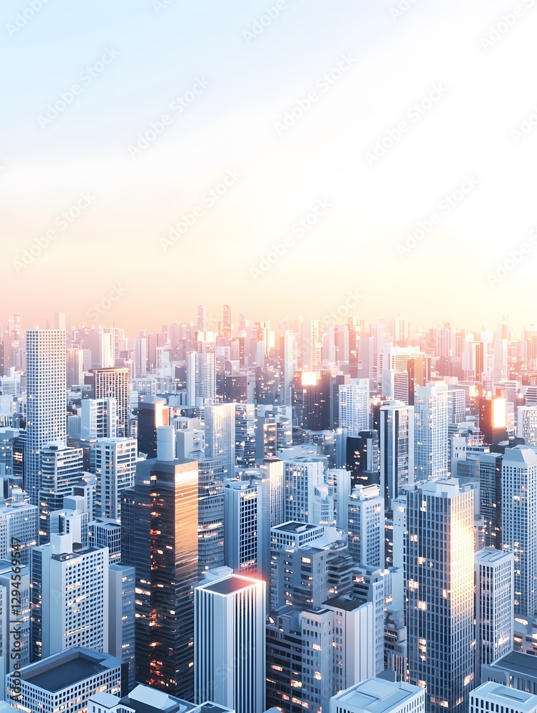 Fototapeta premium Futuristic cityscape rendering urban landscape digital art modern architecture aerial view technology concept