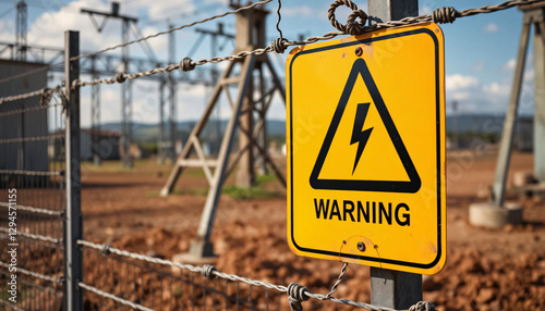 High-Voltage Sign on an Electric Fence