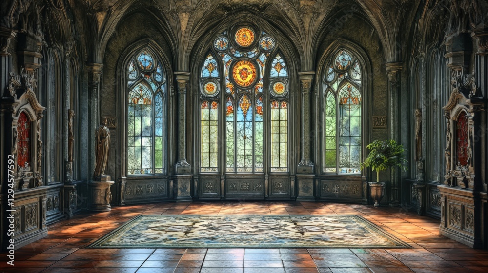 Obraz premium Colorful Stained Glass Window In A Cathedral