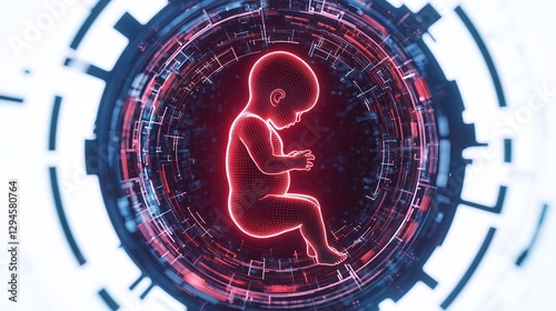 Futuristic fetus development concept digital environment technology art abstract viewpoint