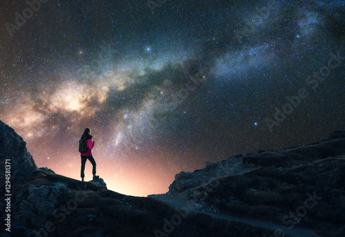 Glowing Milky Way and woman...