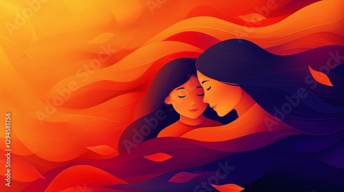 Emotional Connection Illustrated Through Vibrant Colors and Forms