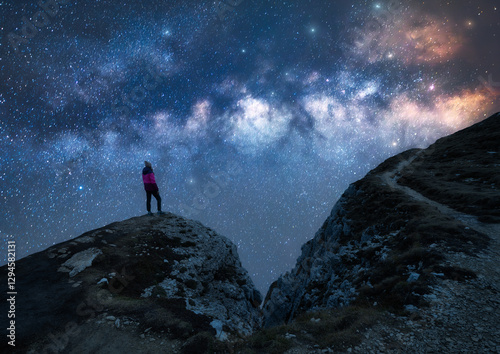 Glowing Milky Way and woman...