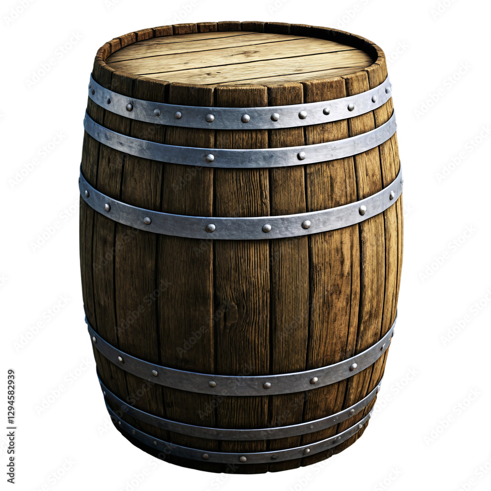 Obraz premium medieval wooden barrel isolated on transparent background