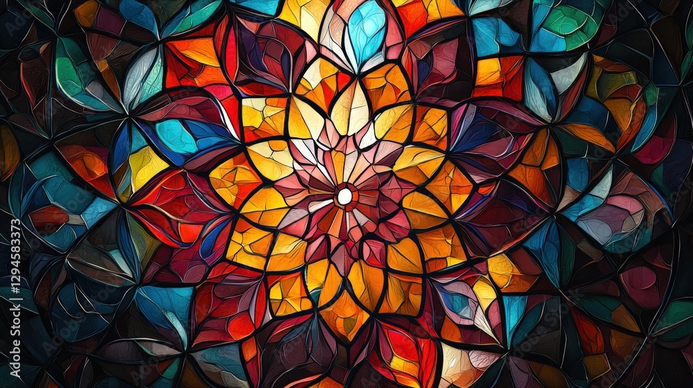 Stained Glass Mandala With Intricate Geometric Stained Glass Mandala With Intricate Geometric