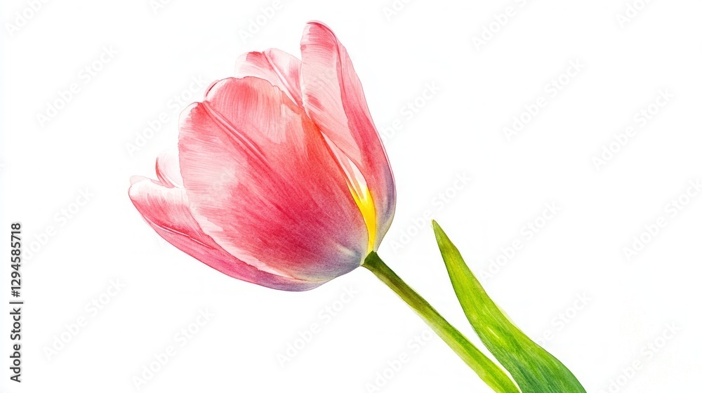 Delicate Pink Tulip Bloom Isolated on White Background Delicate Pink Tulip Bloom Isolated on White Background