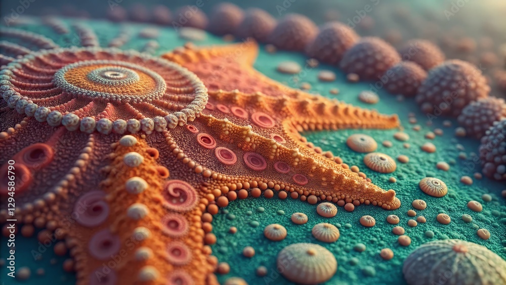 Obraz premium Fractal Starfish Spirals, Textures and Ocean Depths, digital art, 3D rendering Keywords fractal art, abstract art