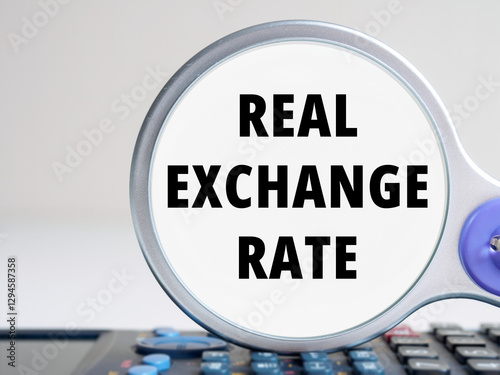 Real exchange rate title term meaning on an economic topic photo