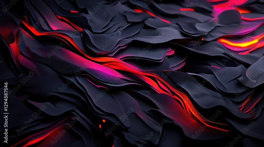 Obraz premium Abstract Composition of Flowing Textures with Red Highlights and Shadows