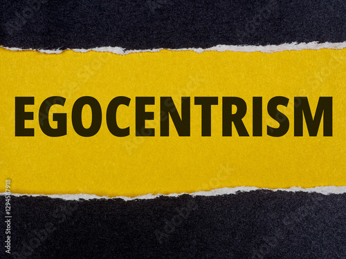 Картината върху платно Egocentrism text title on torn paper background