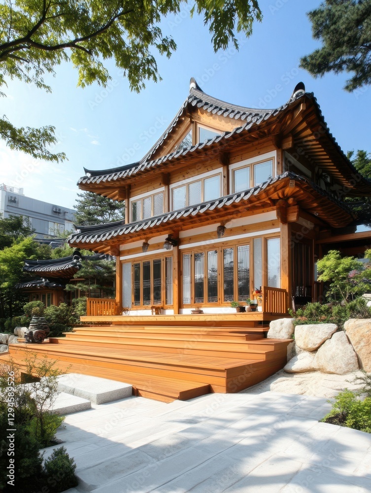 A Beautiful Wooden Korean Home Surrounded by Trees and Greenery A Beautiful Wooden Korean Home Surrounded by Trees and Greenery