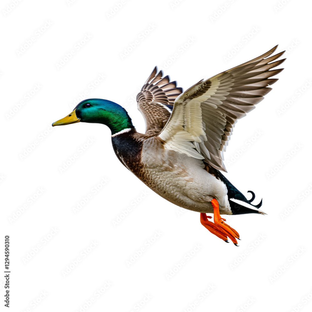 Mallard Duck in Flight Against a Transparent Background Mallard Duck in Flight Against a Transparent Background