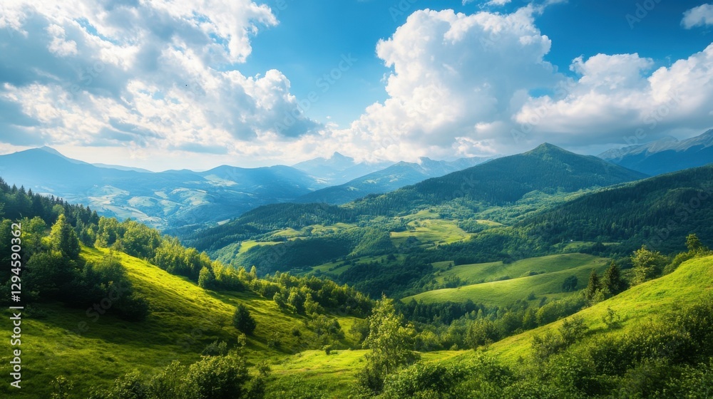 Naklejka premium Green mountain nature wilderness vegetation.