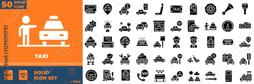 Taxi Solid Editable Icons set