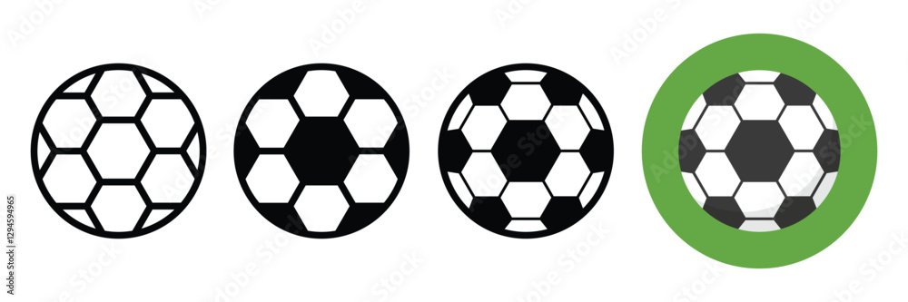 Fototapeta premium Set of football icon simple black style. Soccer ball sign sign for sports. Vector Illustration.