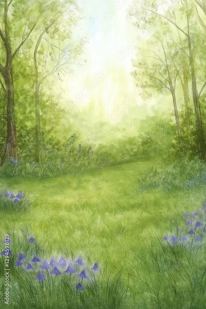 Fototapeta premium spring in the forest, oil on canvas