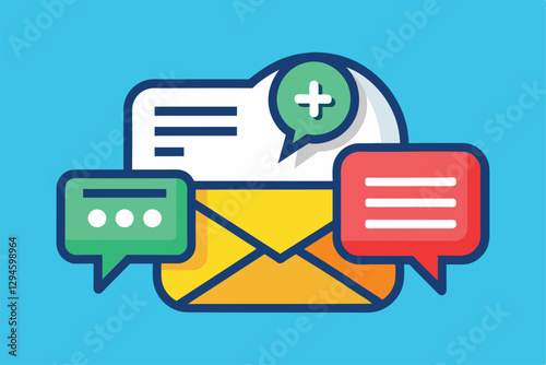A notification icon alongside an envelope, highlighting new messages received, Message and notification icon