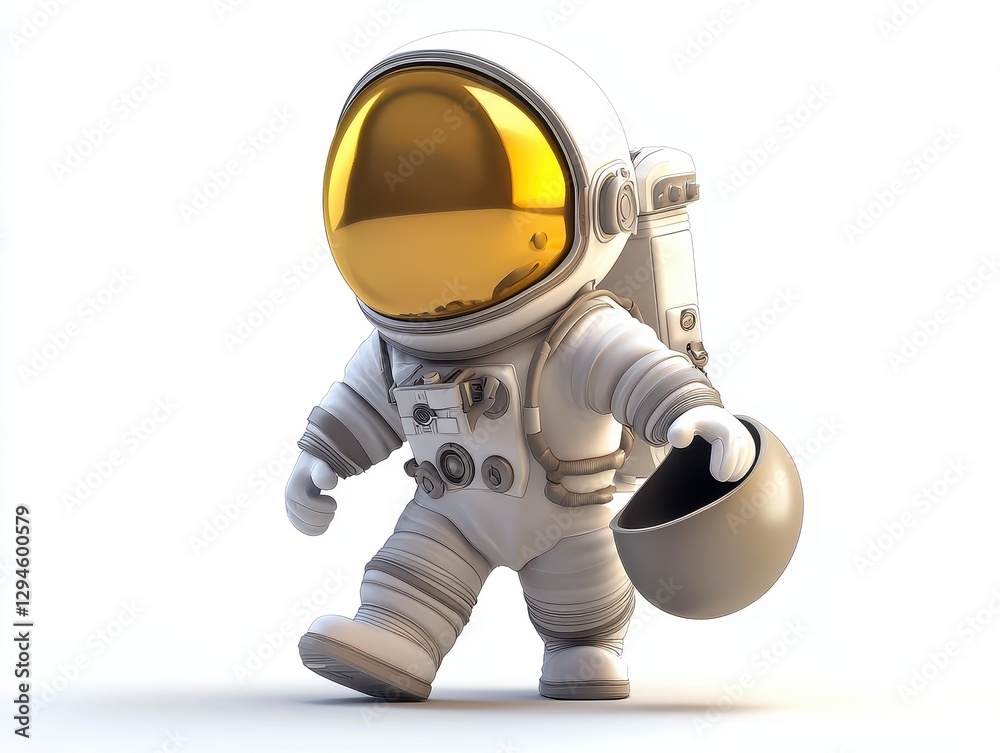 Cartoon astronaut floating in space futuristic setting digital art Cartoon astronaut floating in space futuristic setting digital art