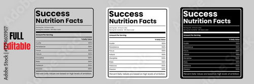 Nutrition facts, Success Nutrition Facts Label, success facts label