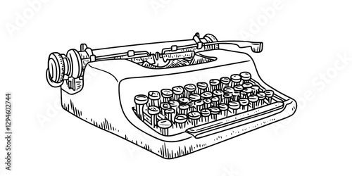 vintage typewriter hand-drawn sketch doodle vector