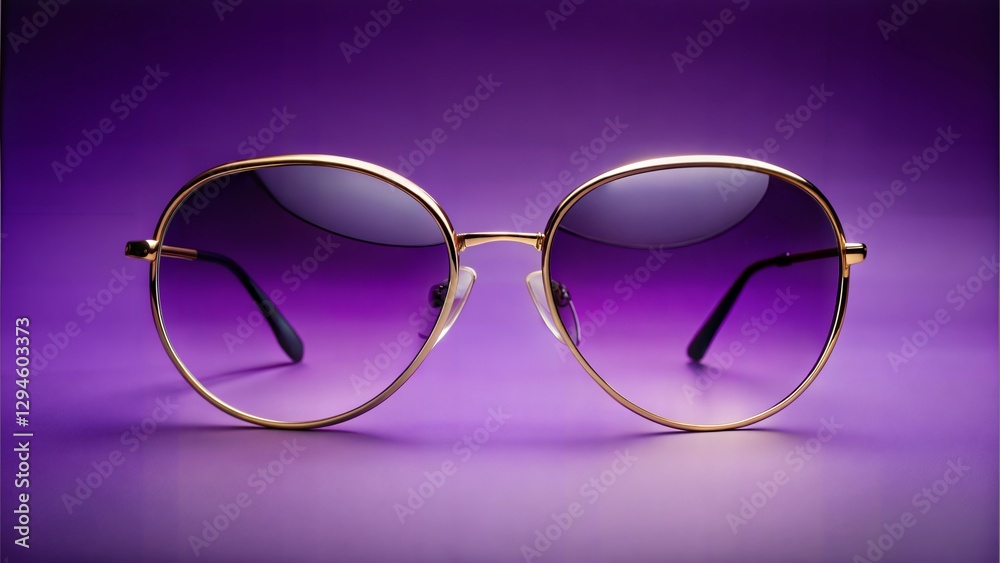 chic oversized sunglasses, on solid purple background chic oversized sunglasses, on solid purple background