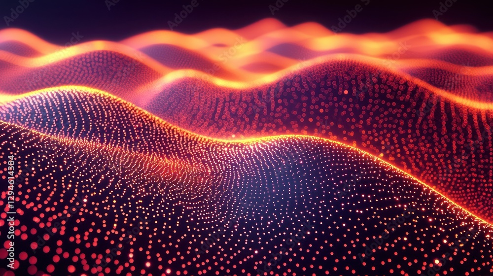 Fototapeta premium Glowing Particle Waves Abstract Digital Background