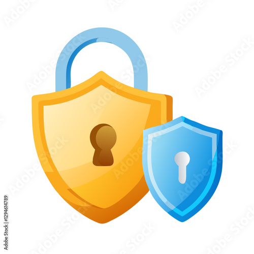 Security padlock with golden shield icon