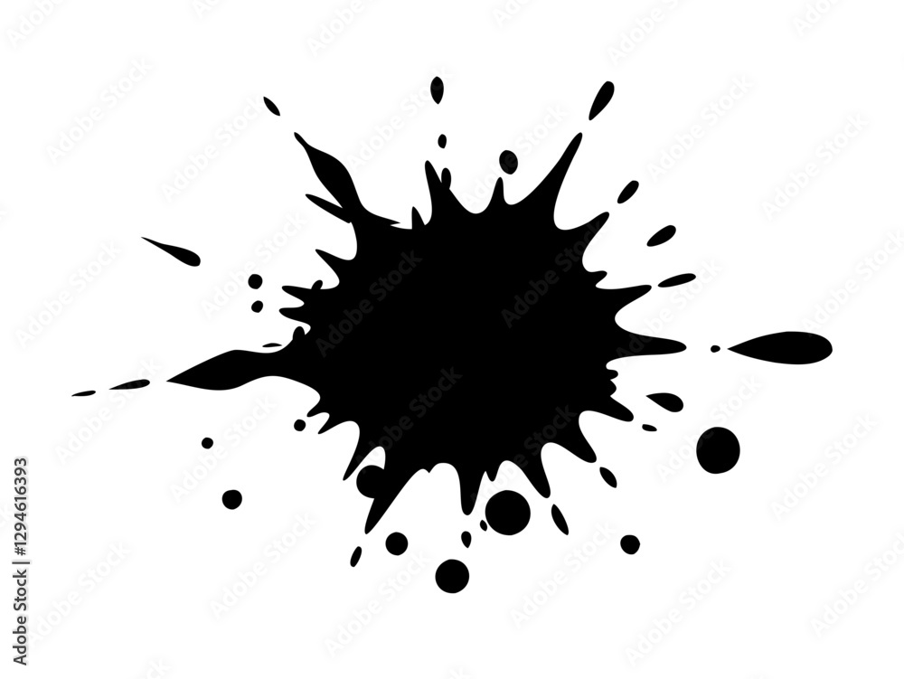 Black ink explosion with rough edges Black ink explosion with rough edges