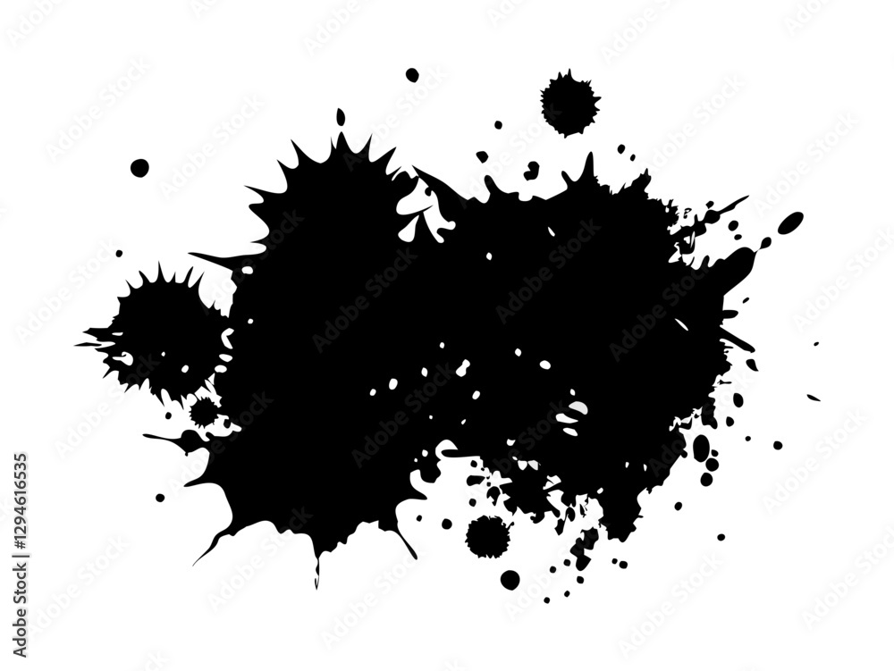 Fototapeta premium Black ink splatter with chaotic edges