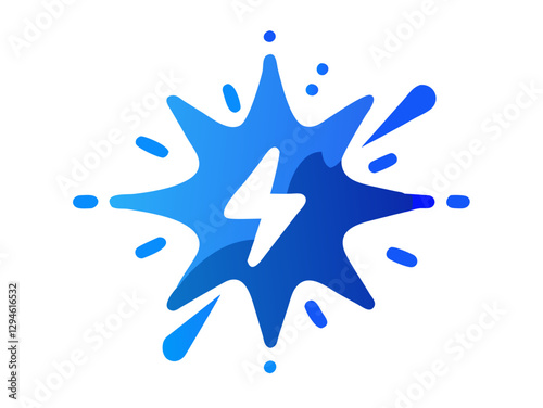 Blue electric splash with lightning bolt