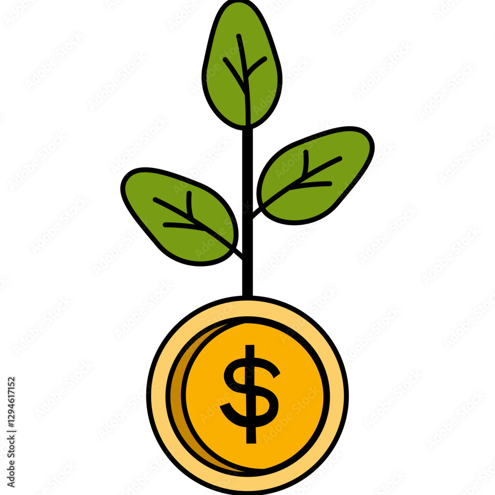 Green plant growing from money Green plant growing from money