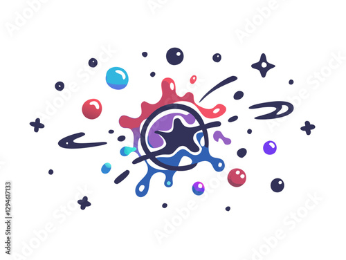 Cosmic abstract splash with galaxy theme