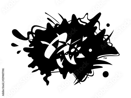 Black graffiti-style ink splash