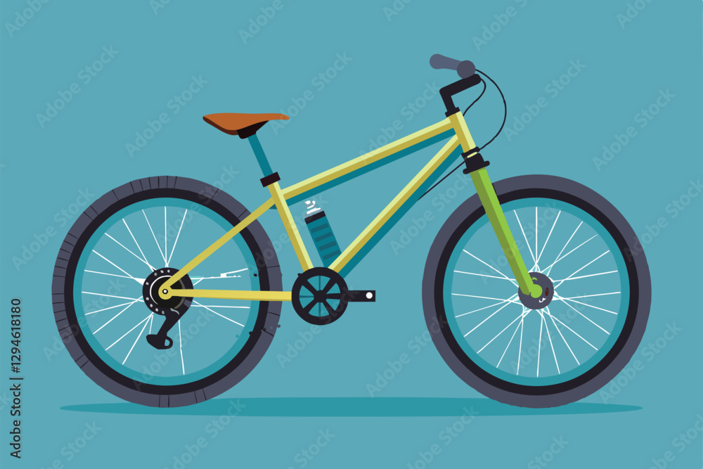 Fototapeta premium This stylish mountain bike design showcases its customizable features and vibrant color scheme, Mountain bike Customizable Semi Flat Illustration
