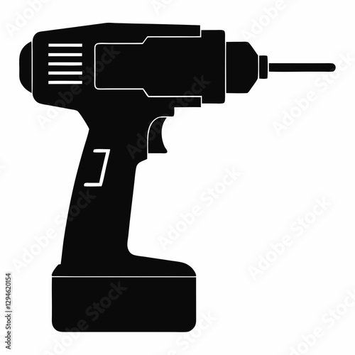 Simple Drill Machine Silhouette Vector Design