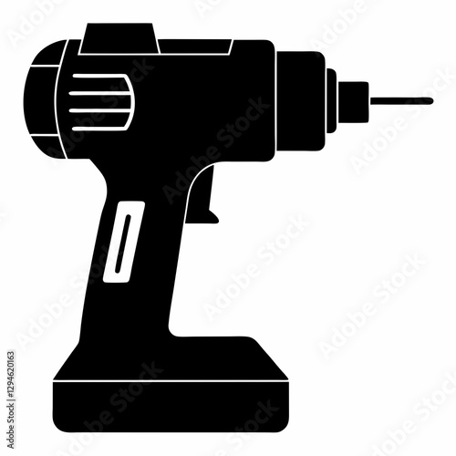 Simple Drill Machine Silhouette Vector Design