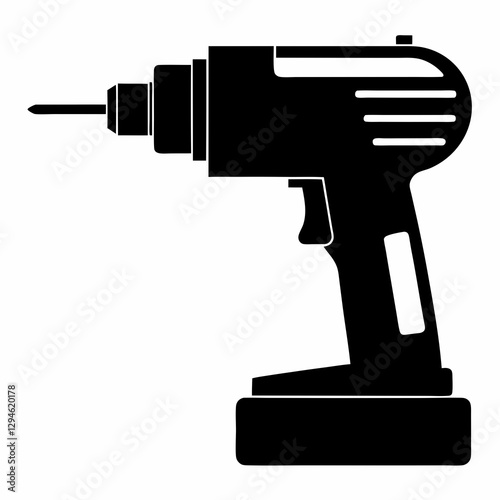 Simple Drill Machine Silhouette Vector Design