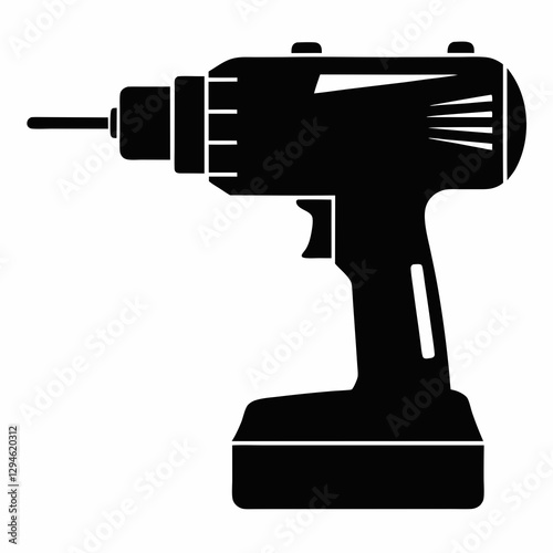 Simple Drill Machine Silhouette Vector Design