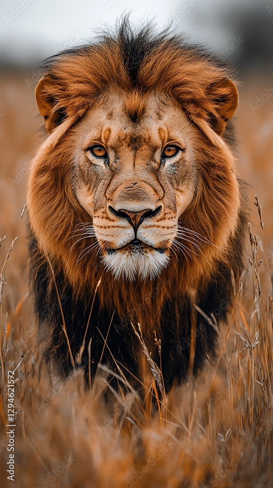 Obraz premium Lion hunting savannah wild predator high resolution hd image