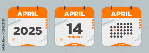 Modern Calendar icon. April. 2025 14 day. The concept of waiting for an important date. Day calendar with date April 14. Cheklist day calendar. Vector illustration.