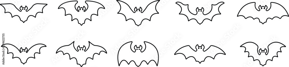 Bat icon isolated on transparent background fly bat sign symbol vector for apps or website animal design flat and line set Bat icon isolated on transparent background fly bat sign symbol vector for apps or website animal design flat and line set