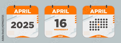 Modern Calendar icon. April. 2025 16 day. The concept of waiting for an important date. Day calendar with date April 16. Cheklist day calendar. Vector illustration.