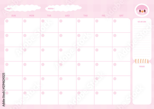 Cute monthly planner pastel color